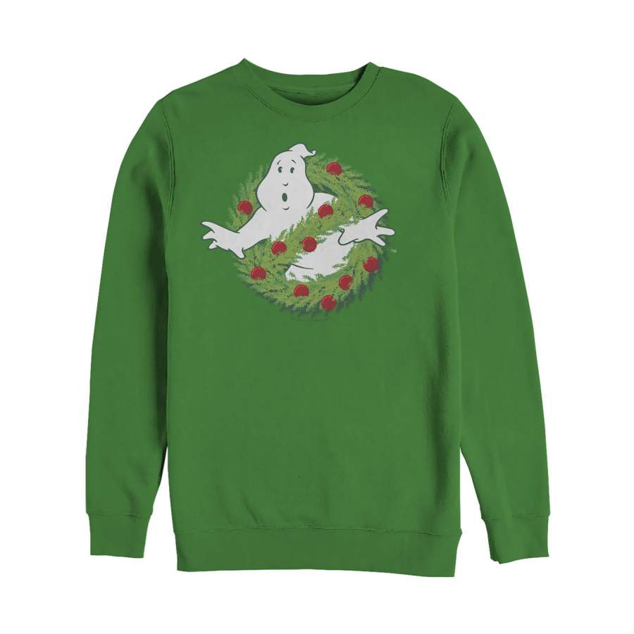 Ghostbusters Men’s Christmas Wreath Logo  Sweatshirt Kelly Green