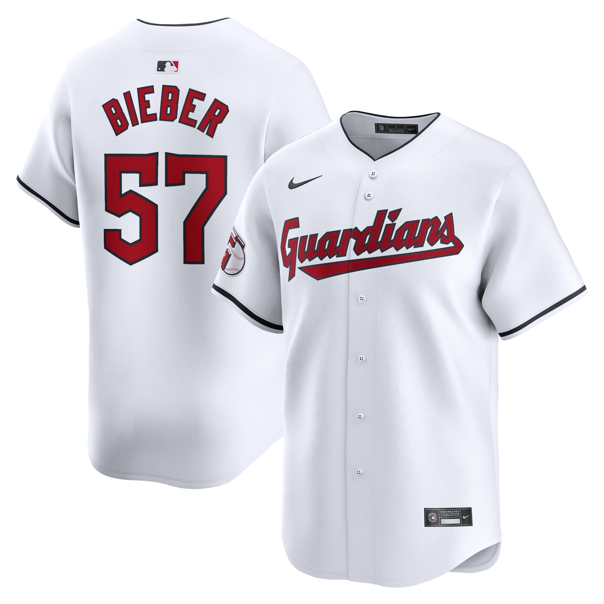 Shane Bieber Cleveland Guardians Home Limited Player Jersey – White