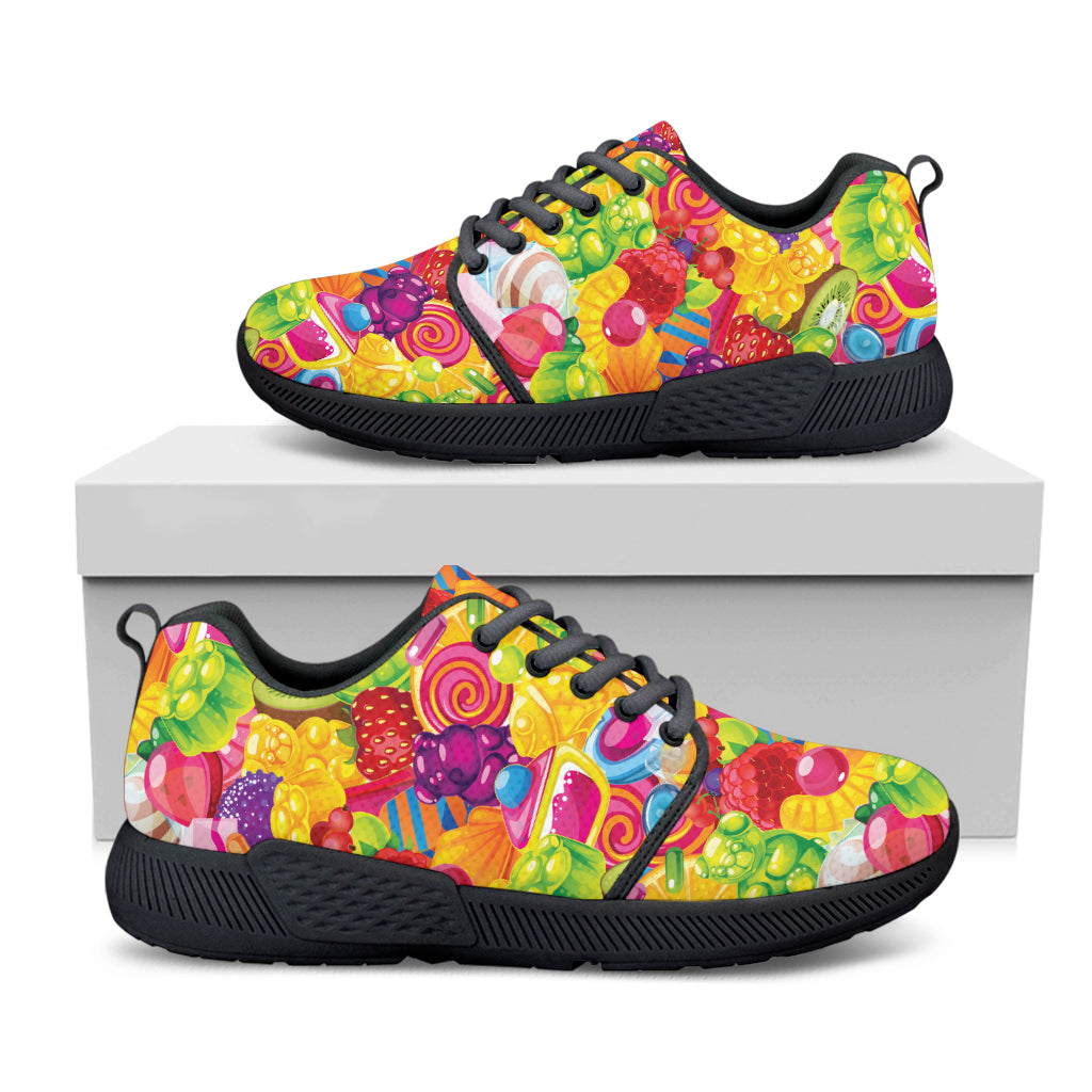 Candy And Jelly Pattern Print Black Athletic Shoes