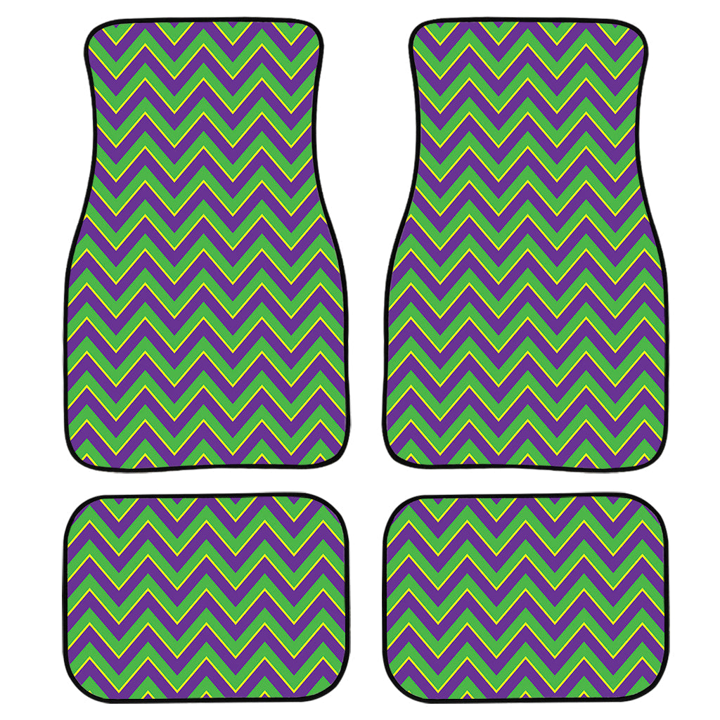 Mardi Gras Zigzag Pattern Print Front And Back Car Floor Mats, Front Car Mat