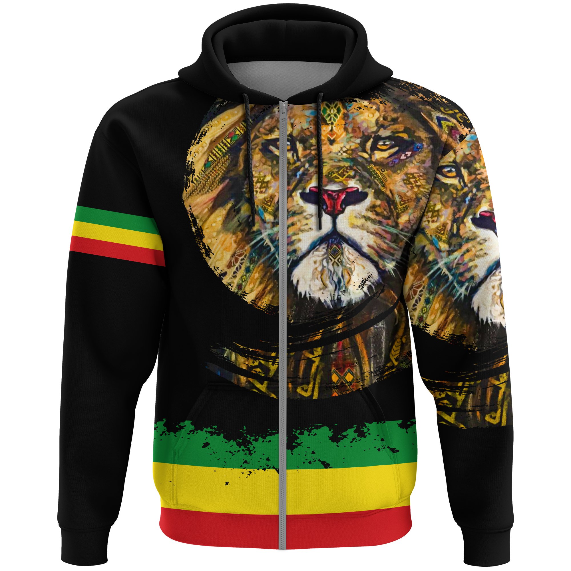 1stTheWorld Ethiopia Hoodie Zipper, Ethiopia Lion Addis Ababa Flag A10