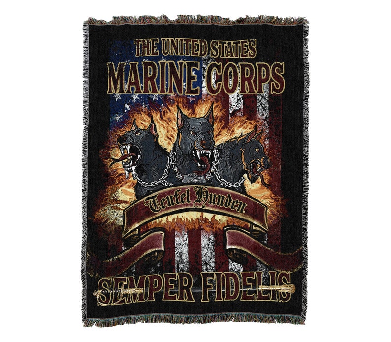 Us Marine Corps The Devil Dog Semper Fidelis Vintage Retro Style Couch Sofa Blanket,  Woven Throw Blanket Home Decor