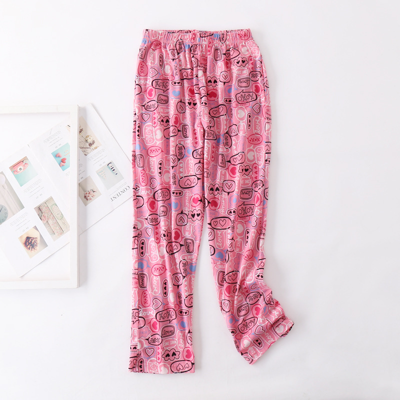 Spring Summer Women Sleep Pants Female 100% Cotton Nightwear Comfort Plus size Pantano Mujer Ladies Casual Cartoon Home Pants alx