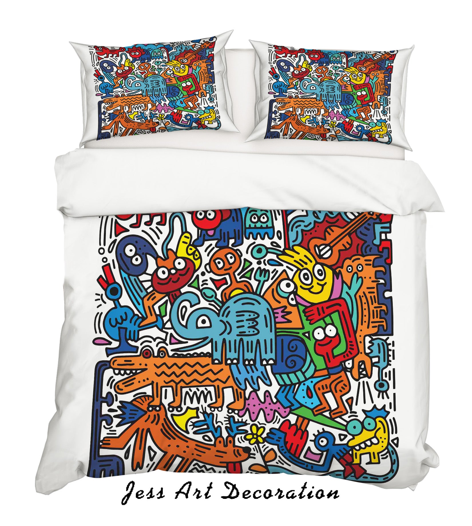 3D Graffiti Colorful Elephant Figure Quilt Cover Set Bedding Set Duvet Cover Pillowcases Lxl