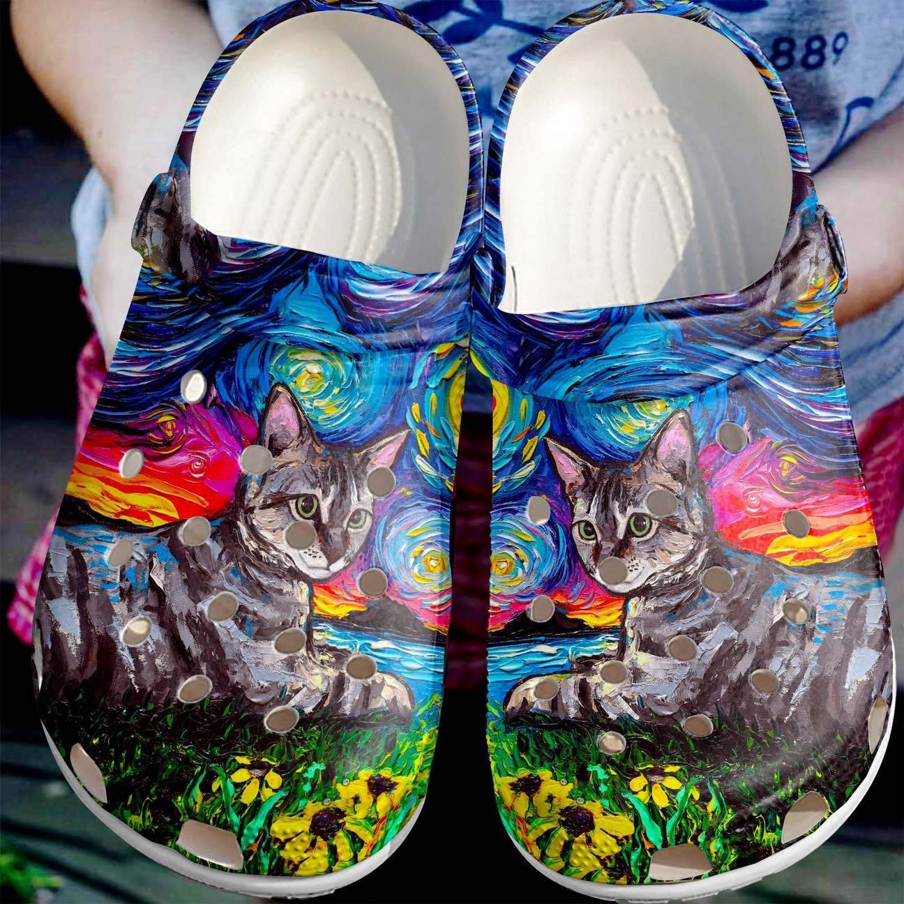 Cat Personalized Clog, Custom Name, Text Night Cat, Fashion Style For Women, Men, Kid, Print 3D