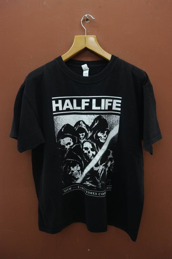 Vintage Half Life Skull Shirt Combat Action Video Games Street Punk Rock Wear Top Shirt