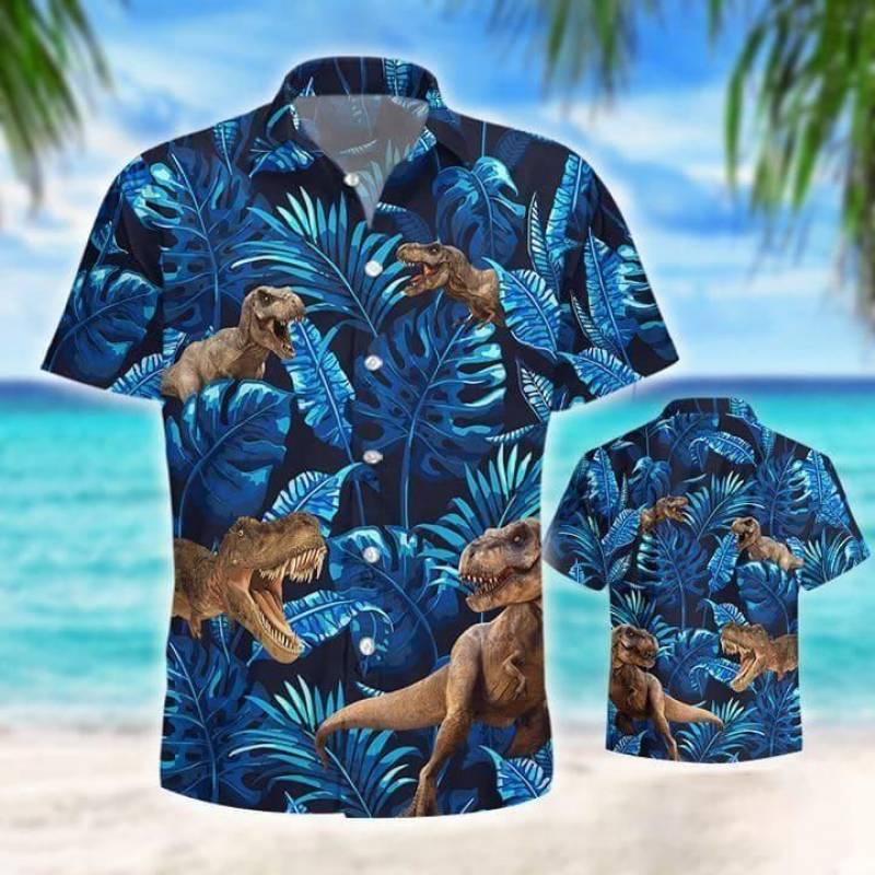 Dinosaurs Blue Tropical Hawaii Shirt Ha2527