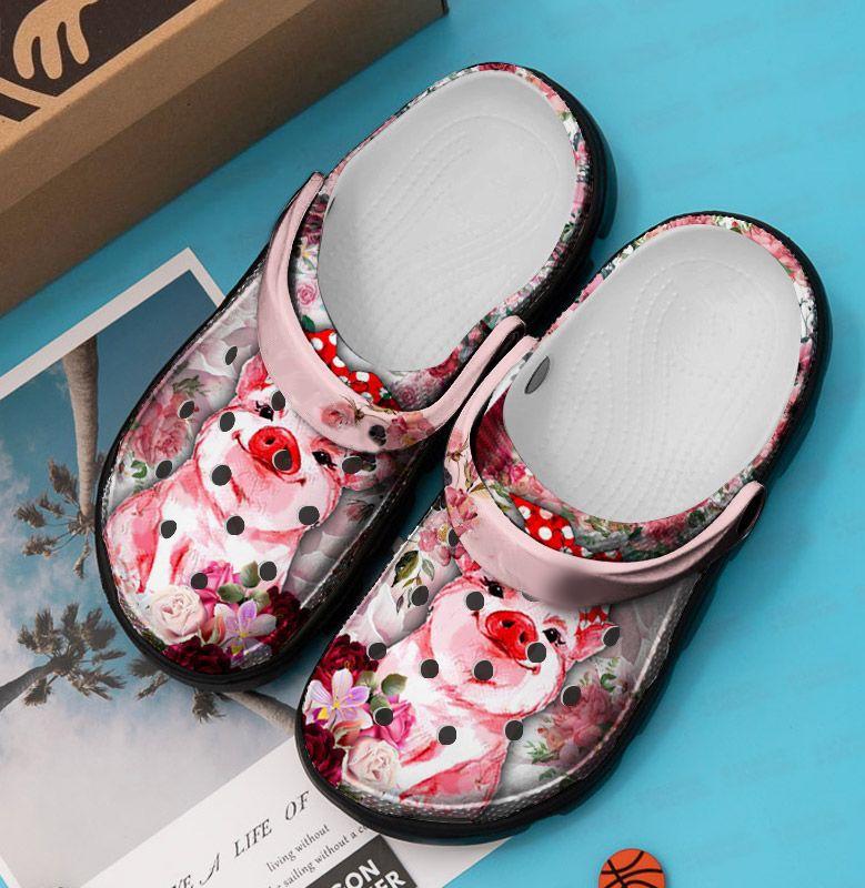 Pig Personalized Clog, Custom Name, Text, Color, Number Fashion Style For Women, Men, Kid, Print 3D Floral Pig