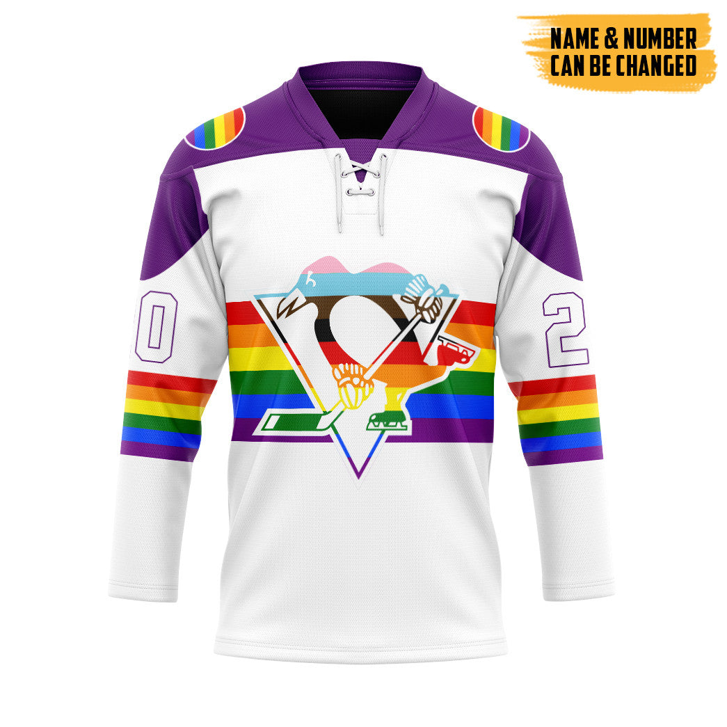 Gearhumans 3D Pride Month Pittsburgh Penguins Custom Name Custom Number Hockey Jersey