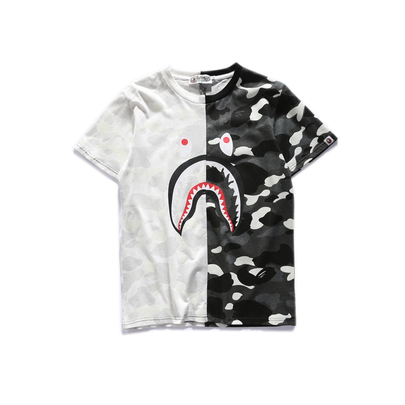 Bape Camo Shark Tee Shirt Black White