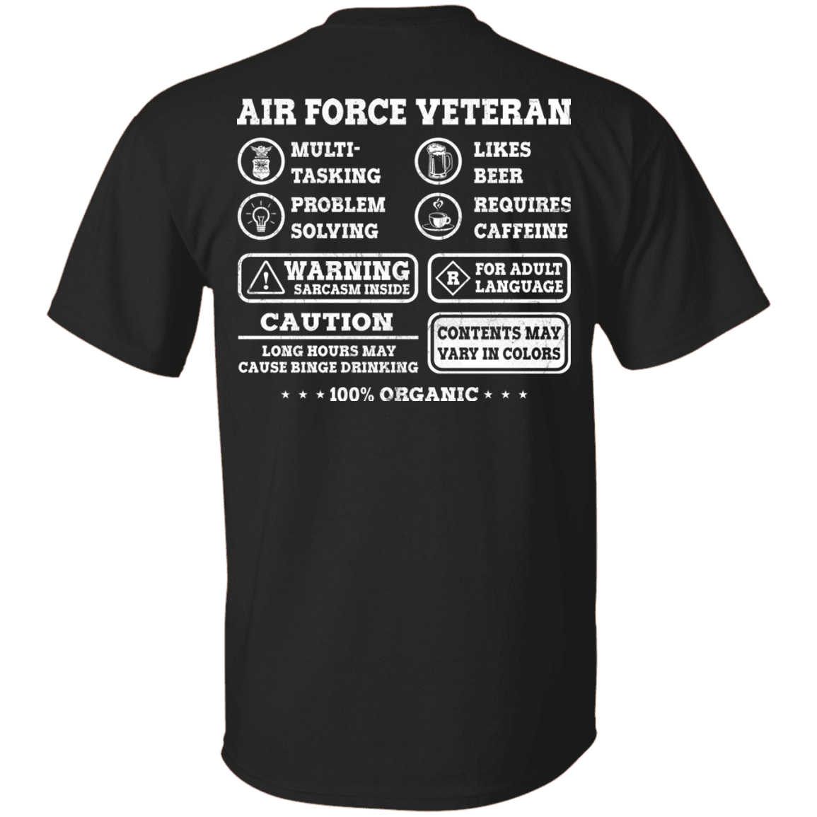 Air Force Veteran Multitasking Sarcasm Men Back T Shirts
