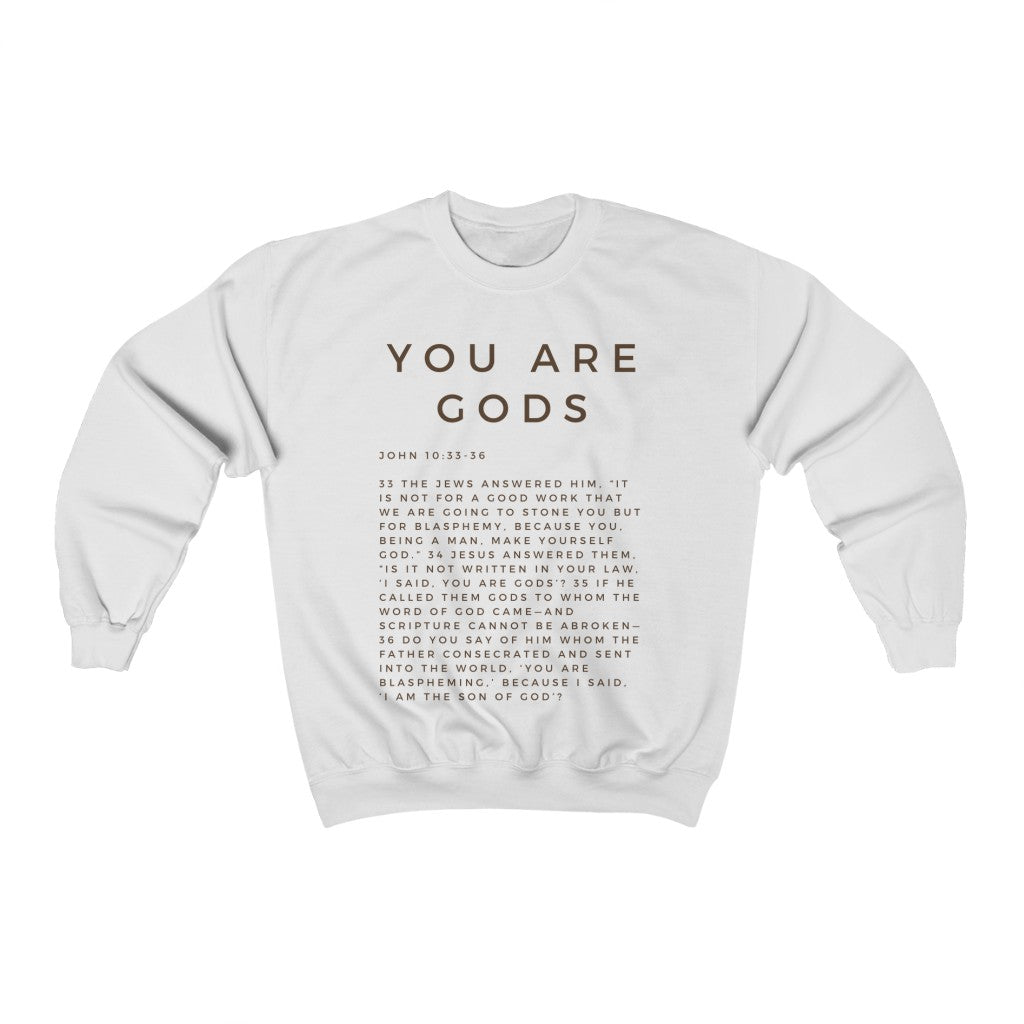 You Are Gods Sweatshirt, Christian Pullover, Pullover For Women, Christian Pullover For Men, White Pullover Sweatshirt, Trendy Pullover