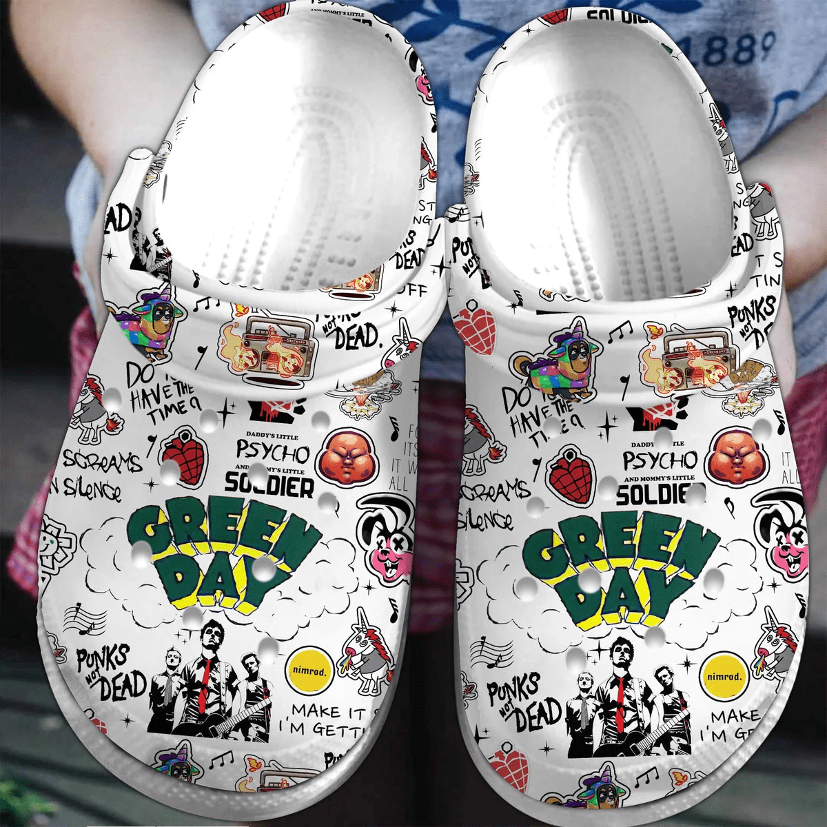 Premium Green Day Music Crocs Crocband Clogs Shoes Comfortable For Men Women and Kids