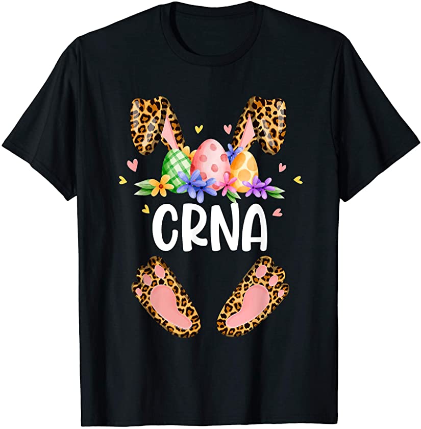 Leopard Nurse Anesthetist Crna Bunny Easter Day Matching T-Shirt