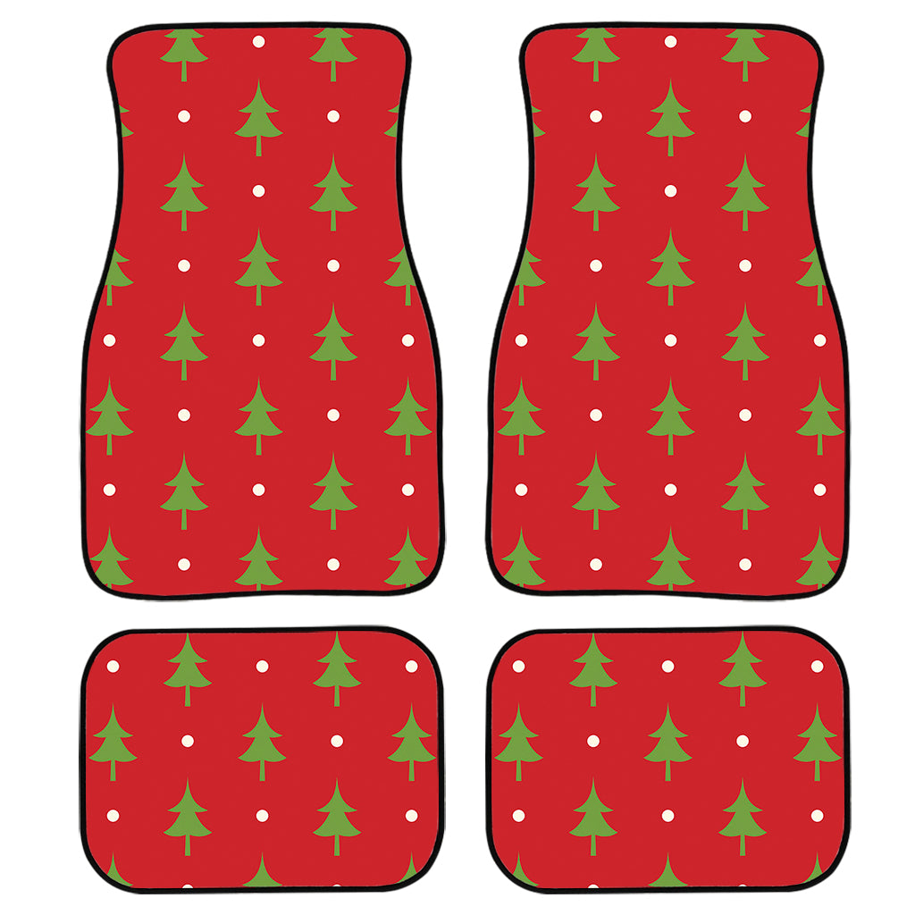 Polka Dot Christmas Tree Pattern Print Front And Back Car Floor Mats, Front Car Mat