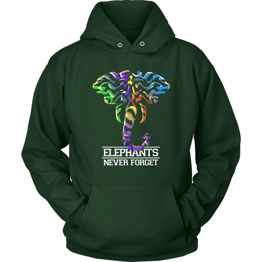 Elephants Never Forget Colorful Hoodie