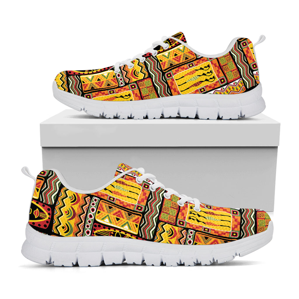 Sunset Ethnic African Tribal Print White Sneakers