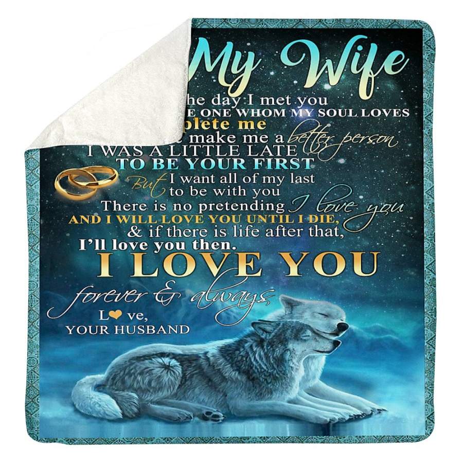 Wolf – Love Message To My Wife Sherpa Blanket