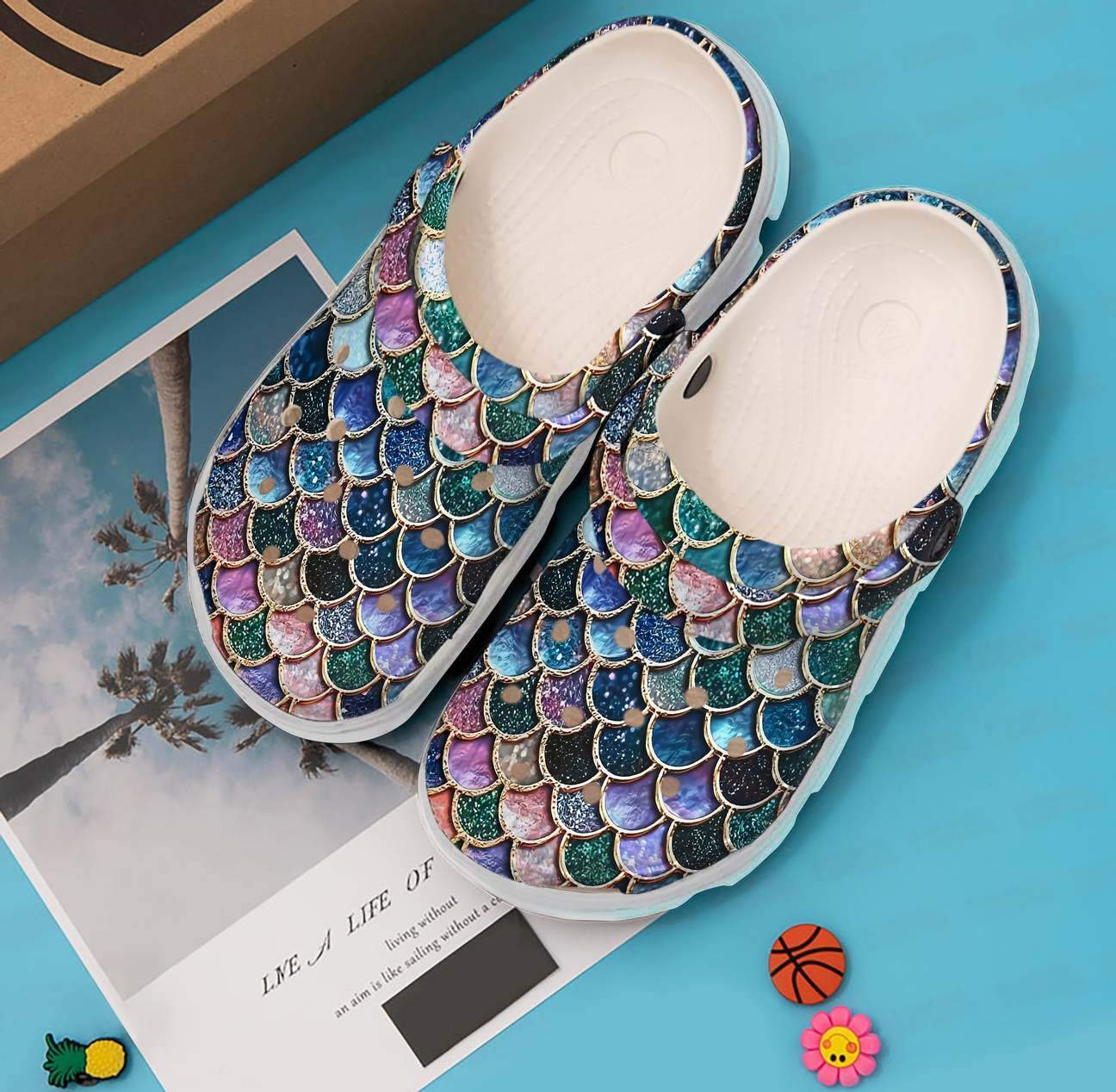 Mermaid Personalized Clog, Custom Name, Text, Color, Number Fashion Style For Women, Men, Kid, Print 3D Twinkle Mermaid Tiles