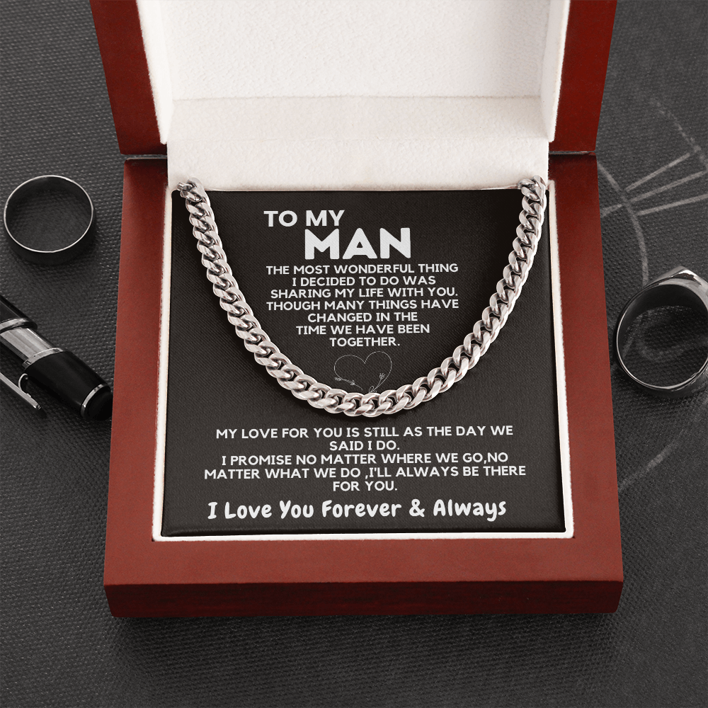 To My Man -I Love You Cuban Link Chain Necklace