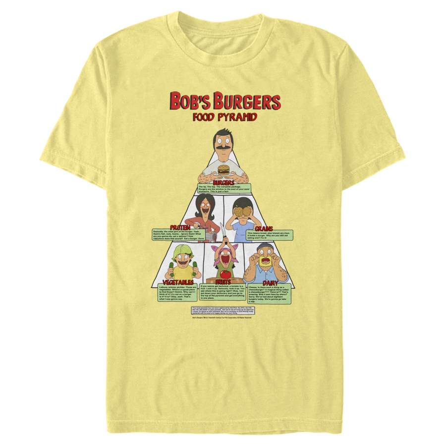 Bob’s Burgers Men’s Belcher Family Food Pyramid  T Shirt