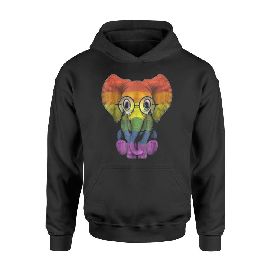 Baby Elephant With Glasses LGBT  Hoodie