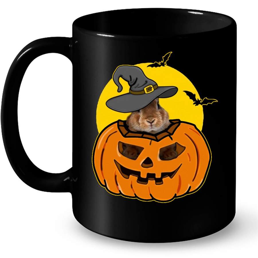 Bunny Witch Halloween Pumpkin – Full-Wrap Coffee Black Mug