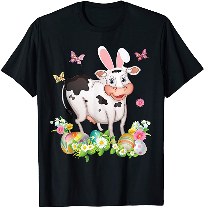 Bunny Cow Happy Easter Day Lover Egg Hunt Lovely Cute T-Shirt