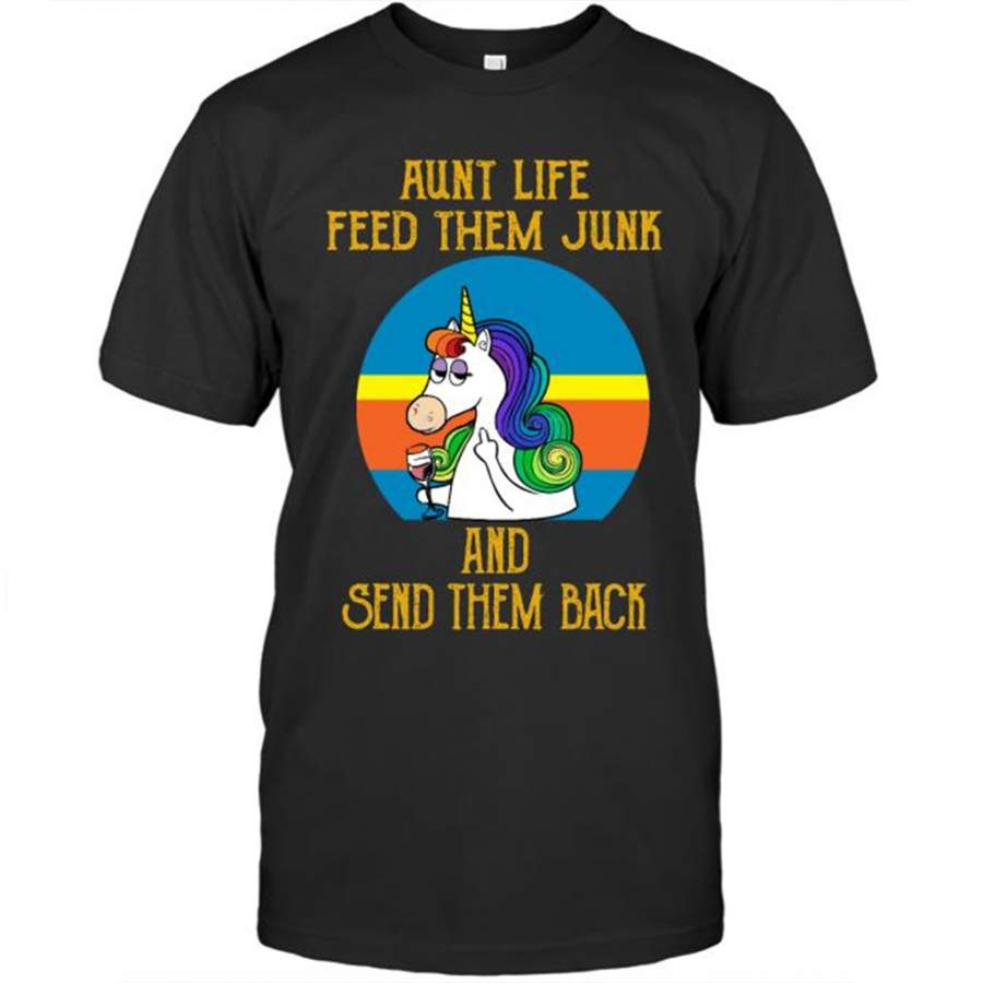 Aunt Life Feed Them Junk And Send Them Back, Funny Unicorn Sunset VIntage – Gildan Short Sleeve Shirt