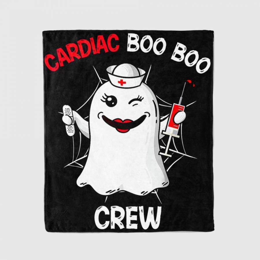 Cardiac Boo Boo Crew Nursing Shirt, Halloween Nurse Costume Blanket Personalized Fleece Blanket Halloween Gifts