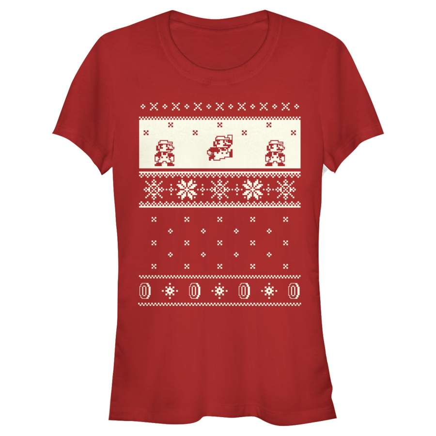 Nintendo Junior’s Christmas Sweater Mario  T Shirt