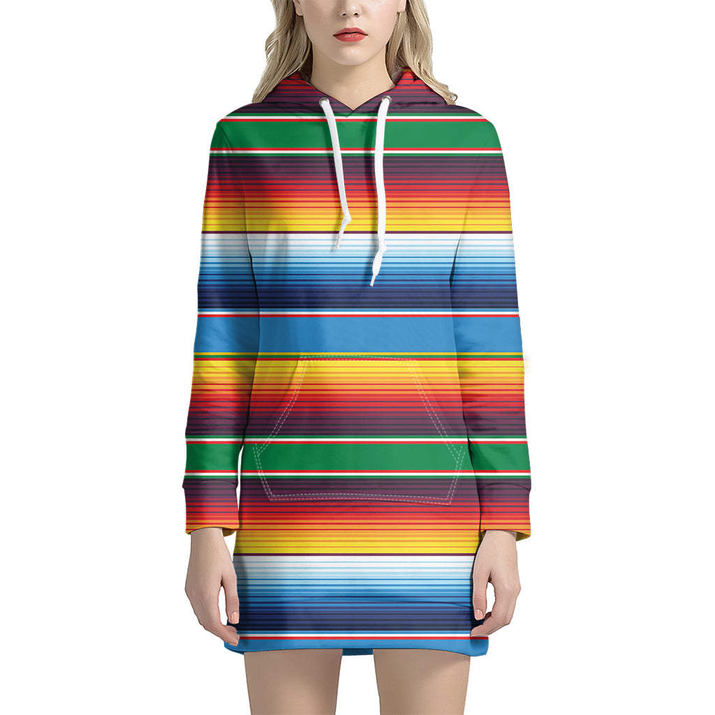 Tribal Mexican Blanket Stripe Print Women’S Pullover Hoodie Dress