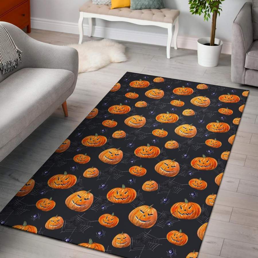 Pumpkin Halloween Print Pattern Area Rug