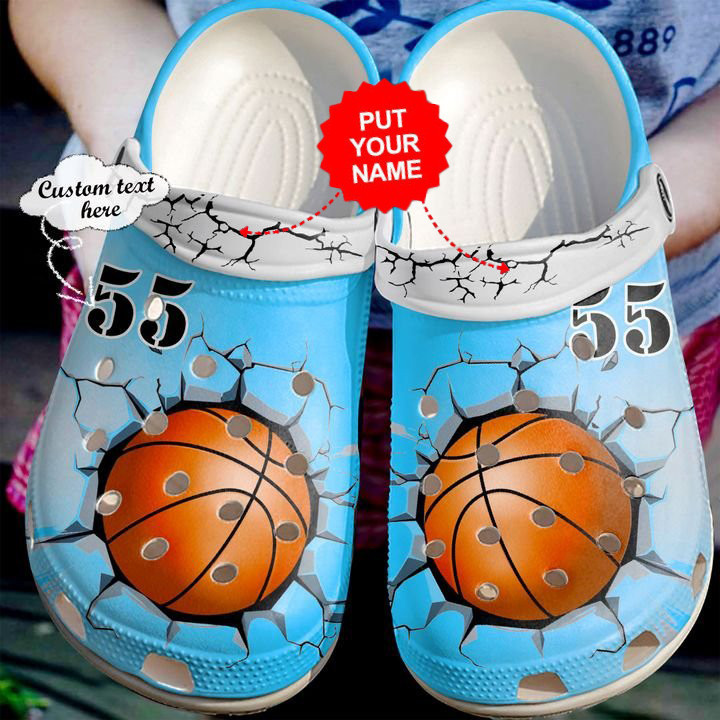 Basketball – Basketball Crack Personalized Name Number Clog Shoes For Men And Women