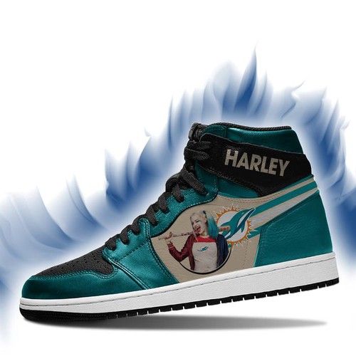 Harley Quinn Miami Dolphins Jordan Sneakers High Top Custom Shoes Air Jordan High Sneakers Sport Sneakers