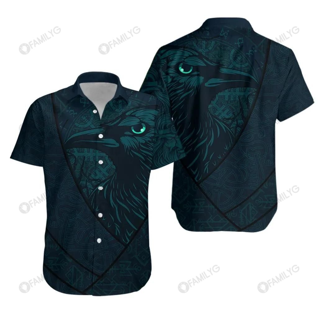 Viking Shirts – Nordic Viking Raven Of Odin – Viking Hawaiian Shirt Summer Hawaiian For Men, Women, Couple