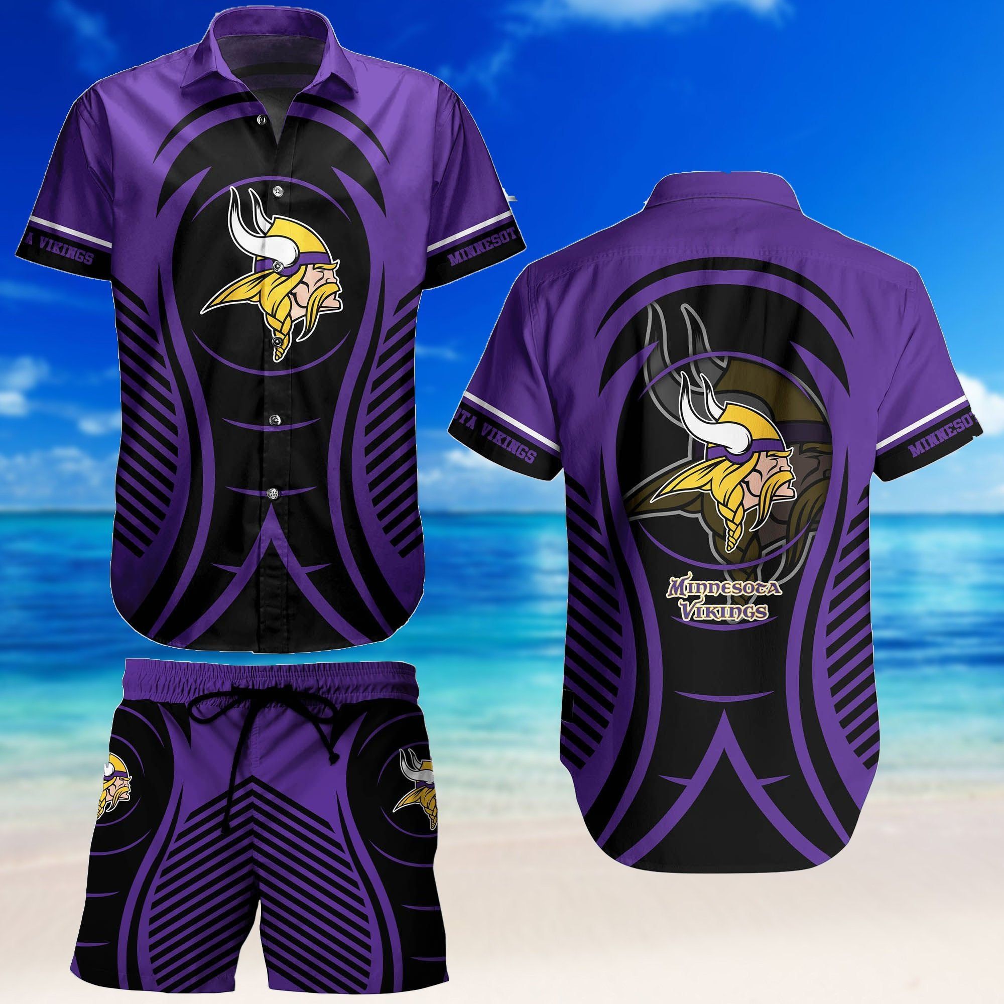 Minnesota Vikings Nfl Hawaiian Suit, Summer Suit, Beach Set Nfl Fan Gift Thw34