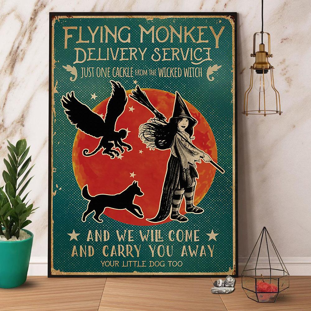 Witch & Flying Monkey Delivery Service Dog Halloween Canvas And Poster, Canvas Prints, My Poster Wall, Canvas Wall Art, Wall Decor Visual Art, Halloween Gift, Happy Halloween