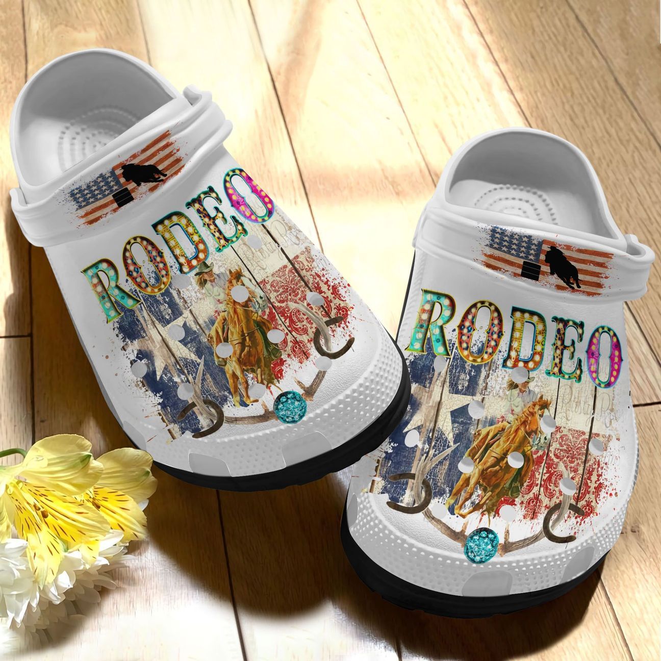 Rodeo Personalized Clog, Custom Name, Text, Color, Number Fashion Style For Women, Men, Kid, Print 3D Barrel Racing