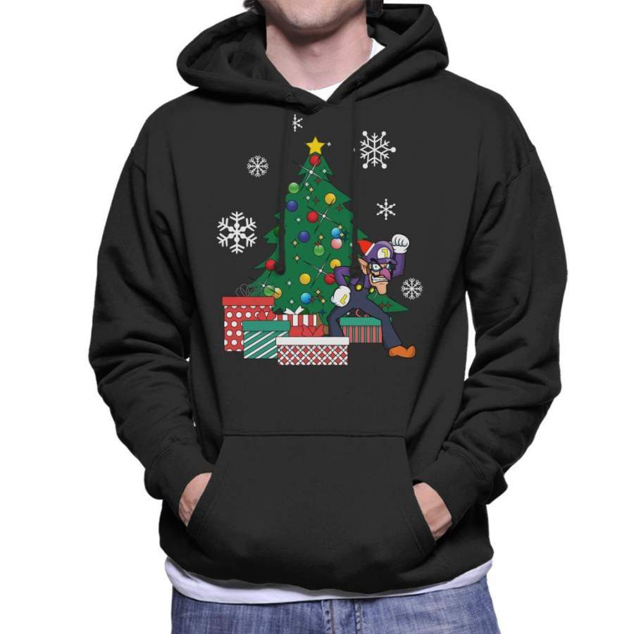 Waluigi Around The Christmas Tree Mario Men’s Hooded Sweatshirt