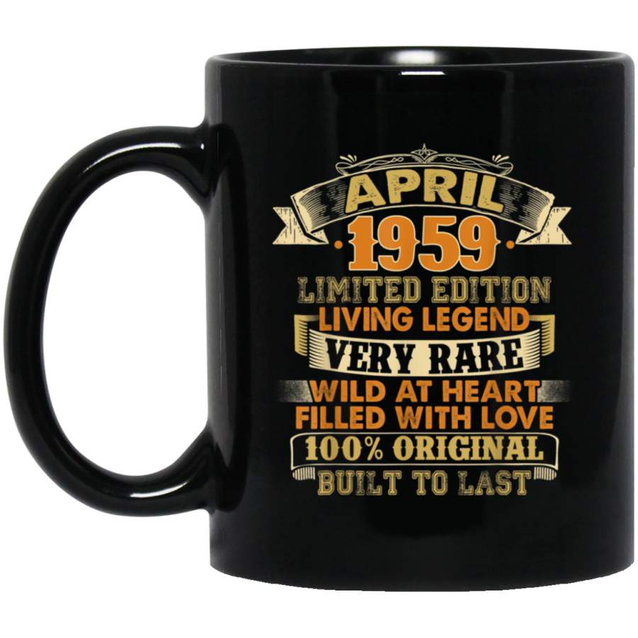 Vintage 60th Birthday April 1959 Limited Edition Black Mug