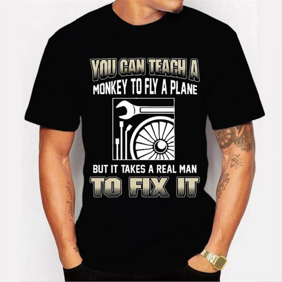 Aircraft mechanic shirt teach monkey to fly a plane t shirt