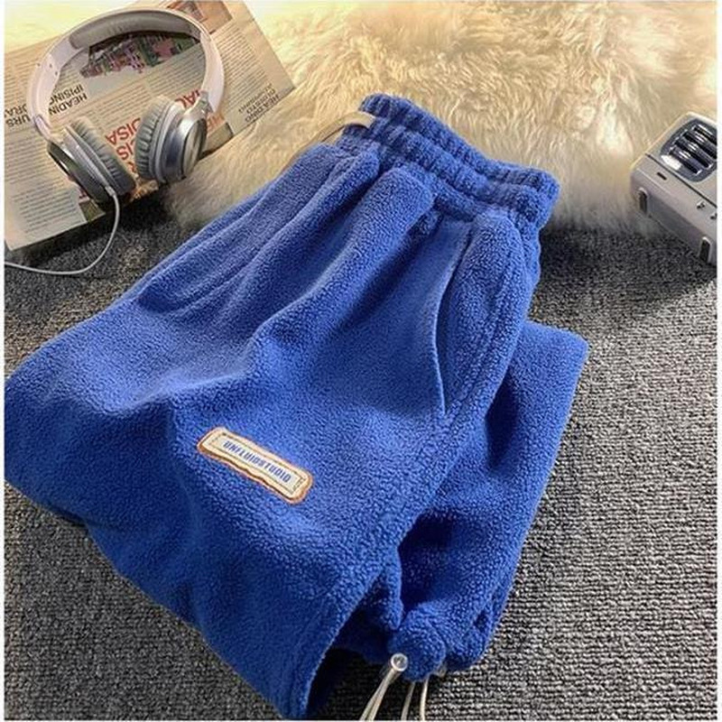 Autumn and Winter Fleece Harem Pants Women Loose SweatPants High Waist Drawstring Joggers Trousers Sports Casual Warm Pants alx