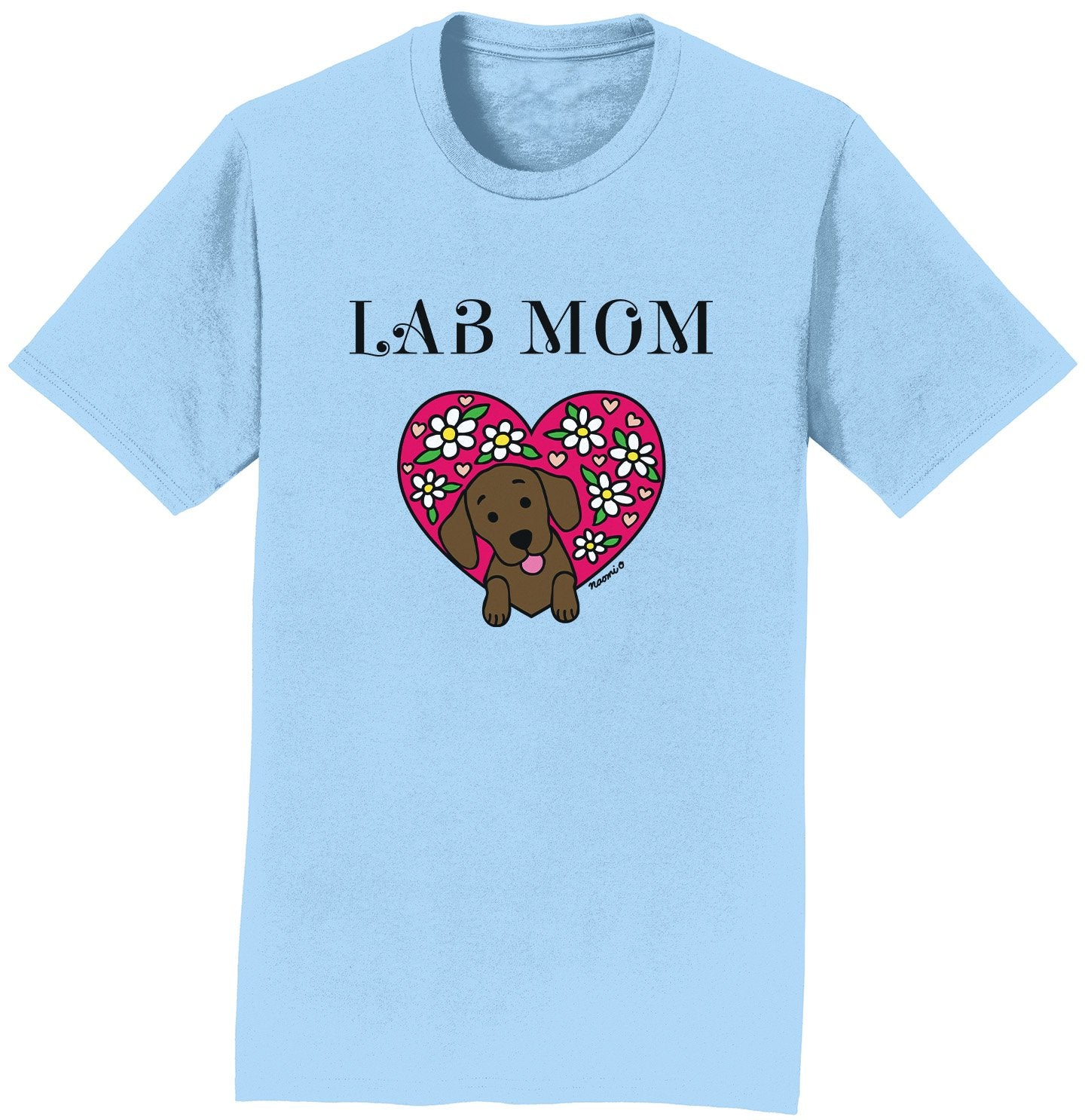 Flower Heart Chocolate Lab Mom – Adult Unisex T-Shirt