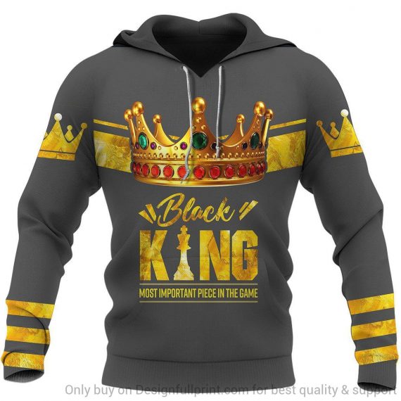 Black American Gift Gray Black King Most Important Piece In The Game Personalized Unisex Hoodie Black And Proud 365