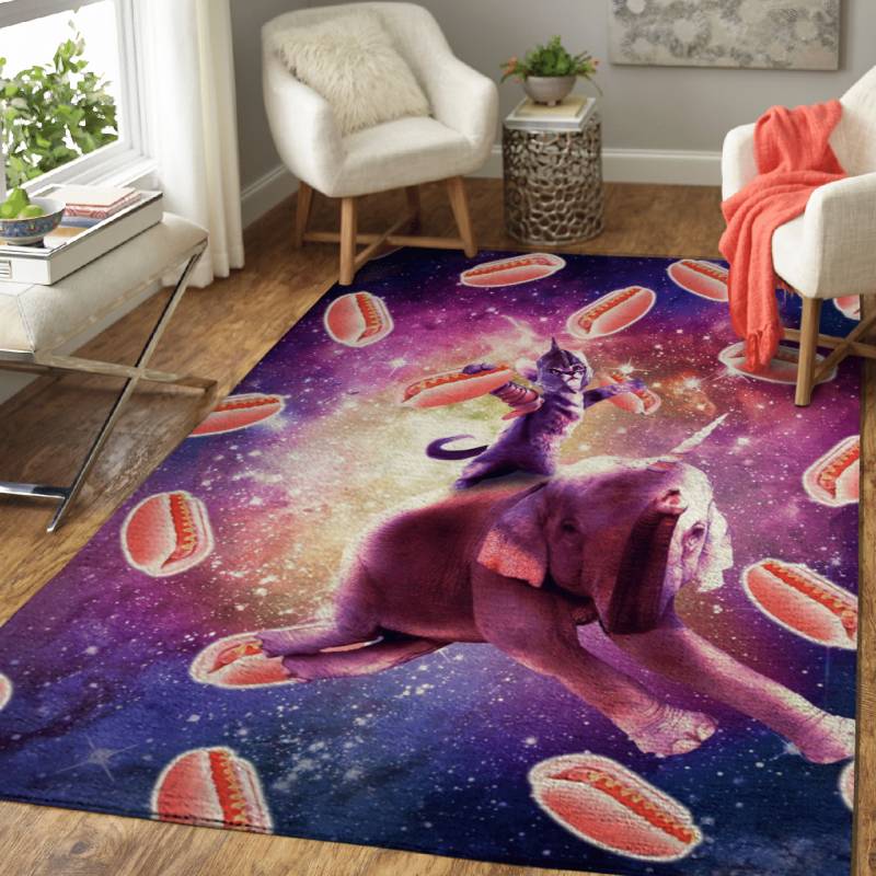 Space Cat On Elephant – Warrior Space Cats Area Rug Carpet