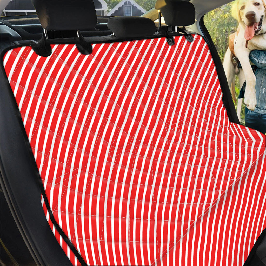 Red And White Candy Cane Pattern Print Pet Car Back Seat Cover