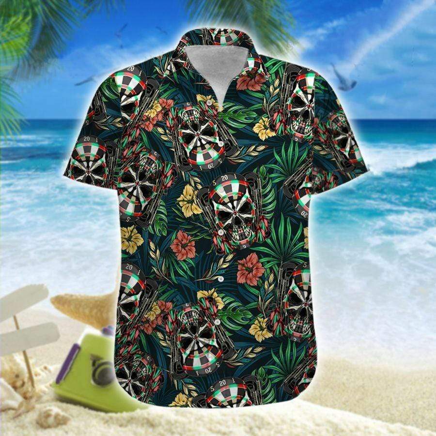 Darts Skull Hawaii Shirt Unisex Adult Ha9804