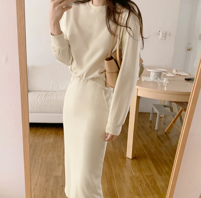 Women Autumn Casual Tracksuits Female Two 2 Pieces Hoody Set Outfit Loose Pullover Sweatshirt with High Elastic Long Skirt alx