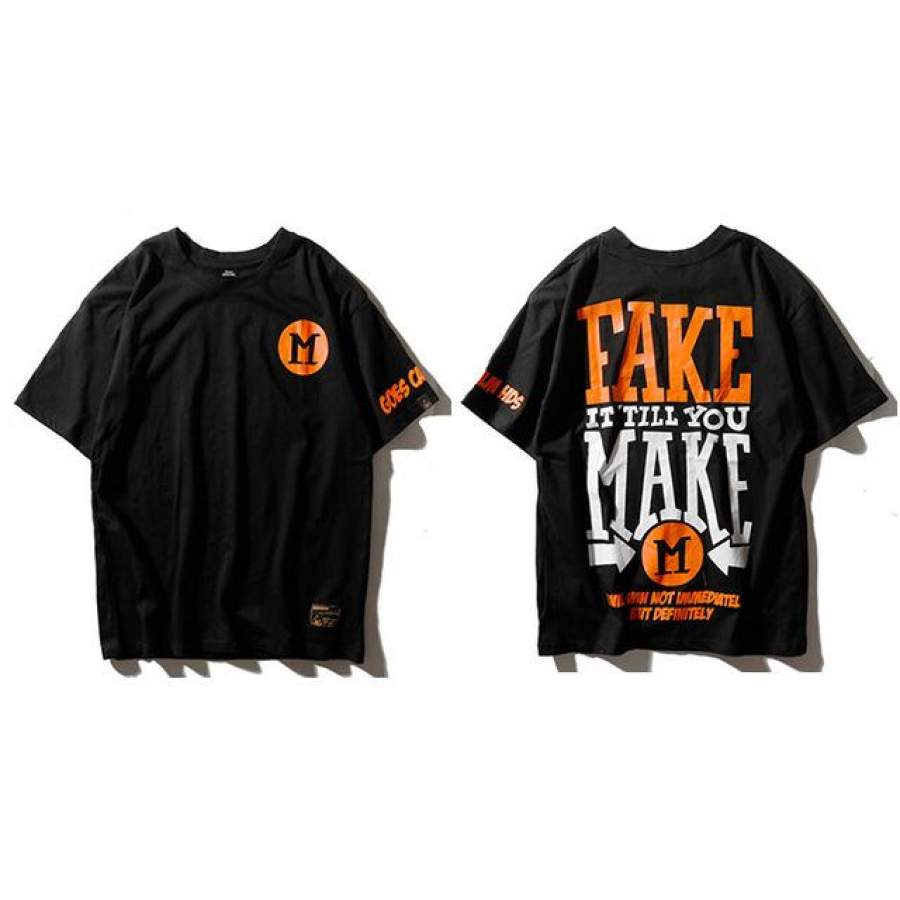 Fashion T shirts Street wear Summer Big Printed Short Sleeve T-Shirt Men Hip Hop Casual Cotton Skateboards Tops Tees